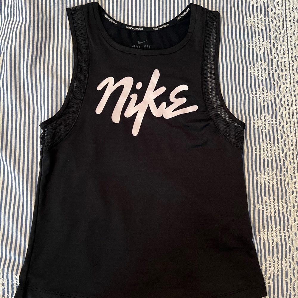 Black Nike Running Tank Top with Mesh Detail